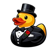 3x Sticker Rubber Duck Tuxedo