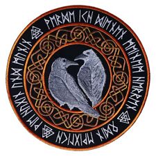 Aufnäher Hugin und Munin"2"  20cm, Odin Raben mit Runen Pach Kutte Pagan Metal
