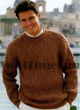 Strickanleitung zum klassischen Herrenpullover mit Zopfmuster. DK Garn.