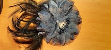 Kleines Hütchen*Hut* Fascinator * blau*Federn*Haarreif* Cocktail Hütchen