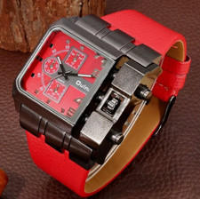 Coole OULM Markenuhr Leuchtzeiger Herren Quarzuhren Lederband Deko Zifferblatt