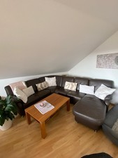 Wohnlandschaft Leder braun und Couchtisch