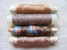 Nähgarn Nähseide Garnrolle Konvolut 4 Rolle Set nähen beige MEZ braun hellbraun