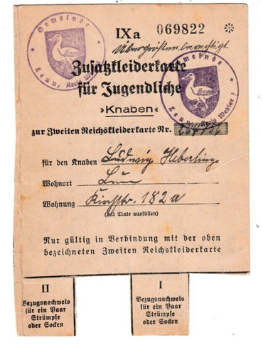 Reichskleiderkarte gemeinde - reichskleiderkarte,