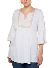 Big-Size Baumwolle 3/4-Arm Shirt Bluse Tunika Ulla Popken Gr. 58/60 Neu UP12