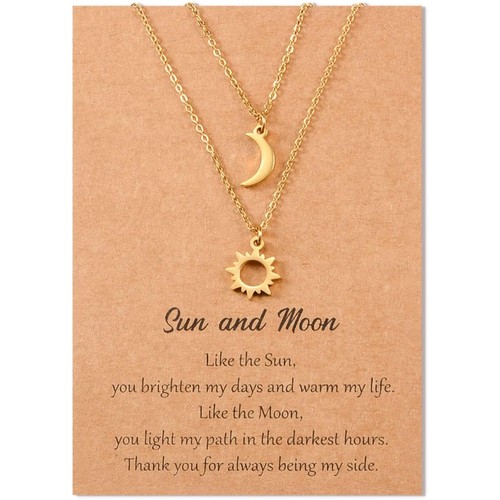 Sonne mond halskette damen - sonne,