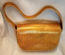 Rebeca Sanver Schulter Tasche gold/braun/beige Rauten Made In Spain vintage