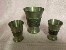 3 Zinnbecher mit gleichen Motiv 95 %
