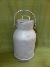 Alte Milchkanne aus dickem Aluminium mit Deckel, 20 Liter, Shabby Chic