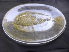 KOSTA BODA Schweden Fischplatte/-teller Glas gefrostet/ArtGlass 70er GÖRAN WÄRFF