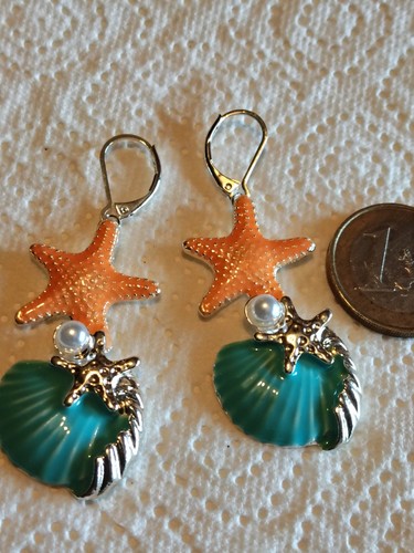 Ohrstecker silber orange blau - ,
