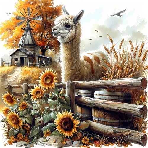 Wandbild bauernhof farm alpaka - farm,