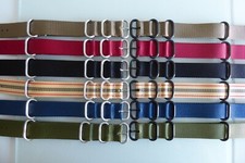 Zulu Strap Nylon Uhrband Rundringe Edelstahl matt o. schwarz 18, 20,22,24mm