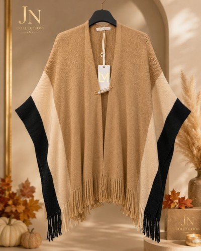Damen poncho camel creme - damen,