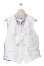 Wilvorst Anzugweste Herren 50/L Weiß Floral Elegant Hochzeit Plastron