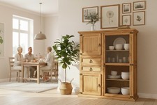 Highboard glas schrank pinie - highboard,