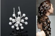 Haarnadeln Blumen Kunstperlen Hochzeit Blüte Braut Haarschmuck 16 Perle