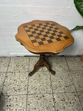 Spieltisch in Nussbaum Intarsien Schachbrett Schachtisch Beistelltisch Tisch