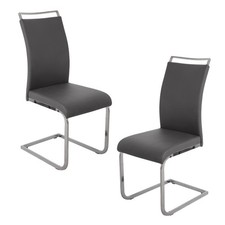 B-Ware SVITA 2er Set Stühle Schwingstuhl Polsterstuhl Esszimmer Kunstleder Grau