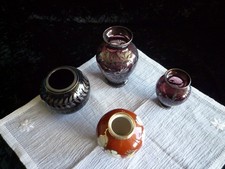 Konvolut Miniaturvasen mit Silber Overlay kleine Vase aus Glas oder Porzellan