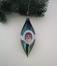 Christbaumschmuck, antik, Ornament, Spitzkugel, grün, Nikolaus-Oblate, Glitter
