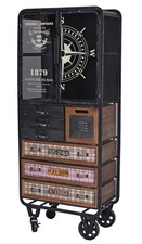 Loft Schrank Kommode Industrial Vitrine auf Rädern Metallschrank Büroschrank neu