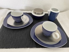 Vintage Thomas Geschirrset Vario Blue Dreiecksform Edelstahl/Porzellan