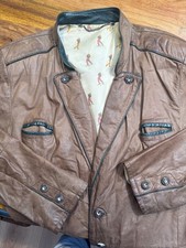 OKTOBERFEST tolle Herren Trachten  Lederjacke, Größe 54, braun, grüne Paspeln