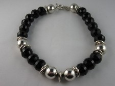 E261⭐⭐ Luxus Designer Chilango Halskette mit facettierten Onyx Silber Collier ⭐⭐