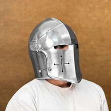 Barbuta Ritter Helm mit Visier - 18g Stahl Mittelalter Krieger Rüstung für LA...