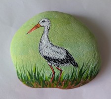 Bemalter Stein, Storch