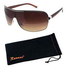 Rennec ® Sonnenbrille Pornobrille UV400 Flat Top Metall Fliegerbrille Clubwear G