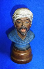 Antiker deutscher Metallkopf / Büste Mann auf Holzsockel #AO