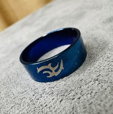Ring Edelstahl blau Symbol Größe 59 Herren Damen Schmuck Geschenk