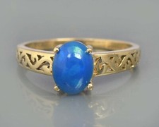 Natürlich Blau Opal Edelstein Ring 925 Sterlingsilber Braut Abschluss Geschenk