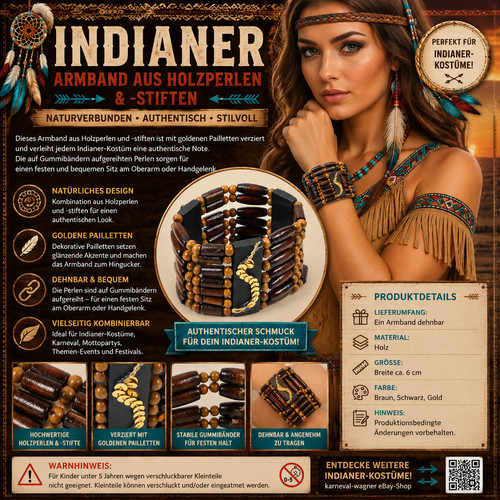 Indianer armband holzperlen - armband,