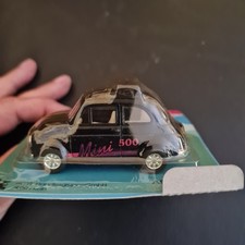 Auto Modell Fiat 500 Mini Schwarz Rückzugauto Original Unbespielt 