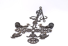 Alter Kerzenleuchter aus Metall schwarz 2-flammig verziert Vögel Vintage H 47 cm