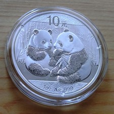 10 Yuan China Panda Silbermünze 2009, 1 Oz 999er Feinsilber, st