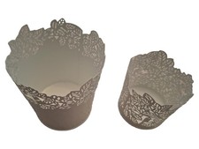 IKEA Teelichthalter Metall Beige Naturbezogen 11cm Höhe 8cm Breite