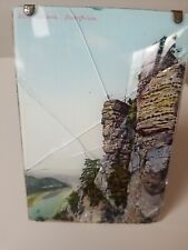 Antik Glasbild mit Perlmutteinlage Sächs.Schweiz Bastei, Defekt, Vintage