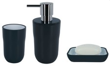 spirella Badserie Cocco Anthrazit Seifenspender Seifenschale Zahnputzbecher SET