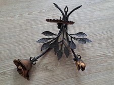 Wand-Kerzen-Halter Schmiedeeisen offene Rose links Handarbeit  60-/70-er VINTAGE