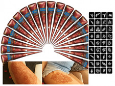 Lictin Temporäres Henna Tattoo Set - 4 bis 24x Rich Color Braun inkl. Schablonen