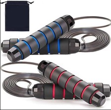 Springseil Hüpfseil Skipping Rope Seilspringen Fitness Schwarz/Rot 2,8m