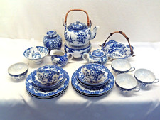 Japanisches Teeservice Kirschblüte Blau Weiß mit Stövchen 6. Pers. China Service