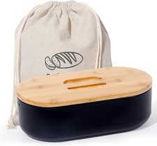 SYLANDO Brotkasten mit Schneidebrett Brotaufbewahrung mit Deckel Brotbox Schwarz