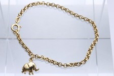 4,7g 585er Goldarmband  16 cm Erbskette Elefantenanhänger 14kt Gold Schmuck