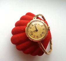 Antike Damen Armbanduhr Jugendstil vergoldet mit elastisches Armband