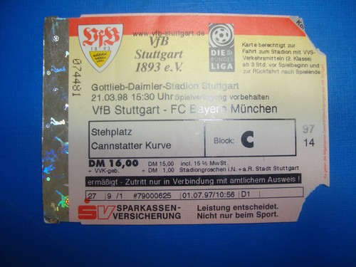 Ticket vfb stuttgart - 97/98,
